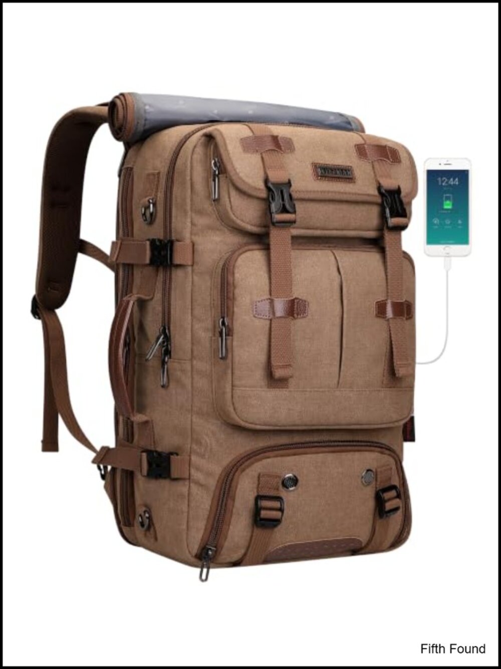 45L Travel Backpack Canvas USB Port Laptop Carry-On